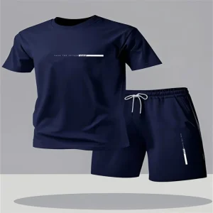 Conjunto deportivo de verano para hombre, camiseta de manga corta y pantalones cortos, dos piezas, transpirable, de secado rápido, informal.