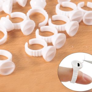 Disposable Eyelash Extension Glue Rings 50 / 100 Pcs Set